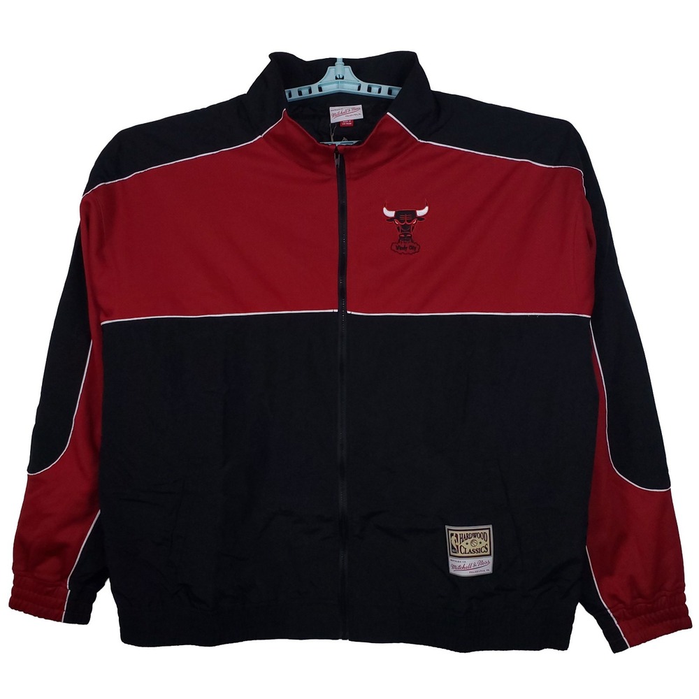 Chicago Bulls Mitchell & Ness NBA 5XL XXXXXL Jacket Nylon Mesh Black Red NWT